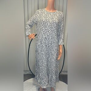 Zara Monochrome Polka Dot Long Sleeve Dress
